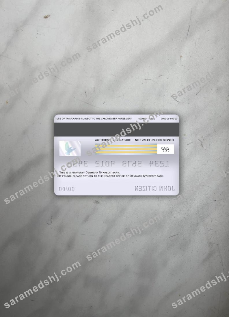 Denmark Nykredit bank visa debit card photolook back
